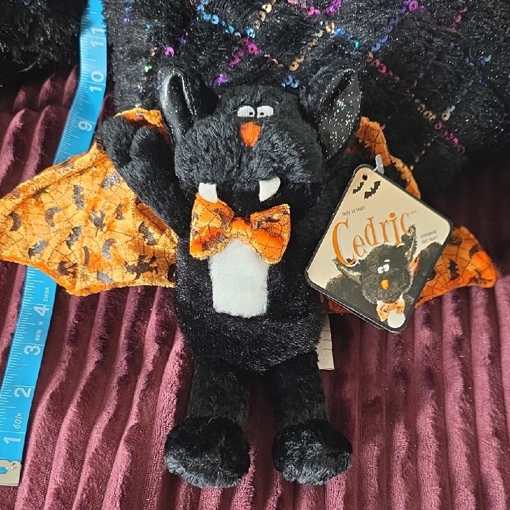 Sears Cedric Halloween Plush Bat in Black and Orange